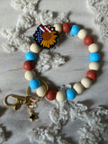 Patriotic Sunflower Wristlet Keychain-Sky