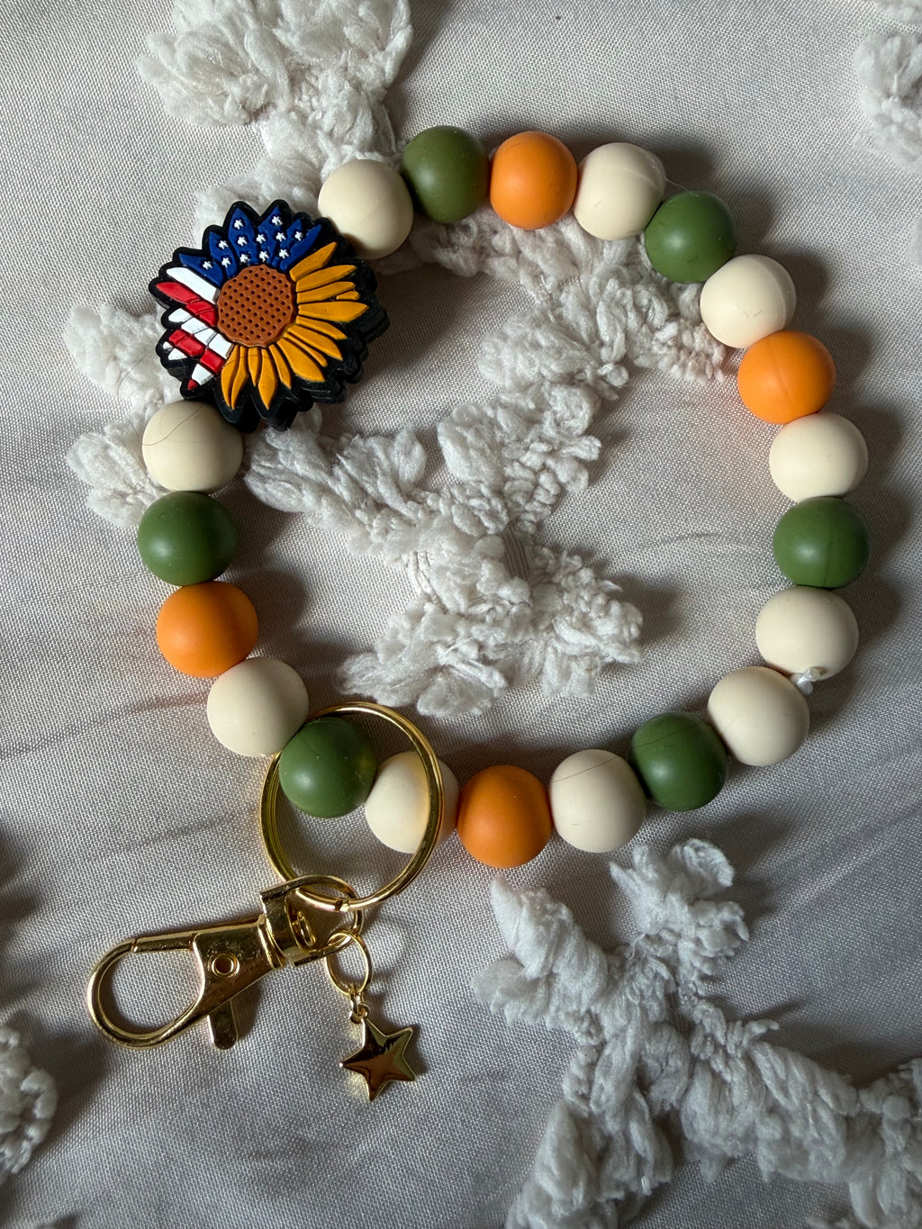 Patriotic Sunflower Wristlet Keychain-Prairie