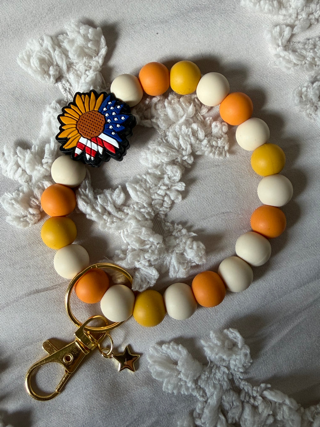 Patriotic Sunflower Wristlet Keychain-Harvest