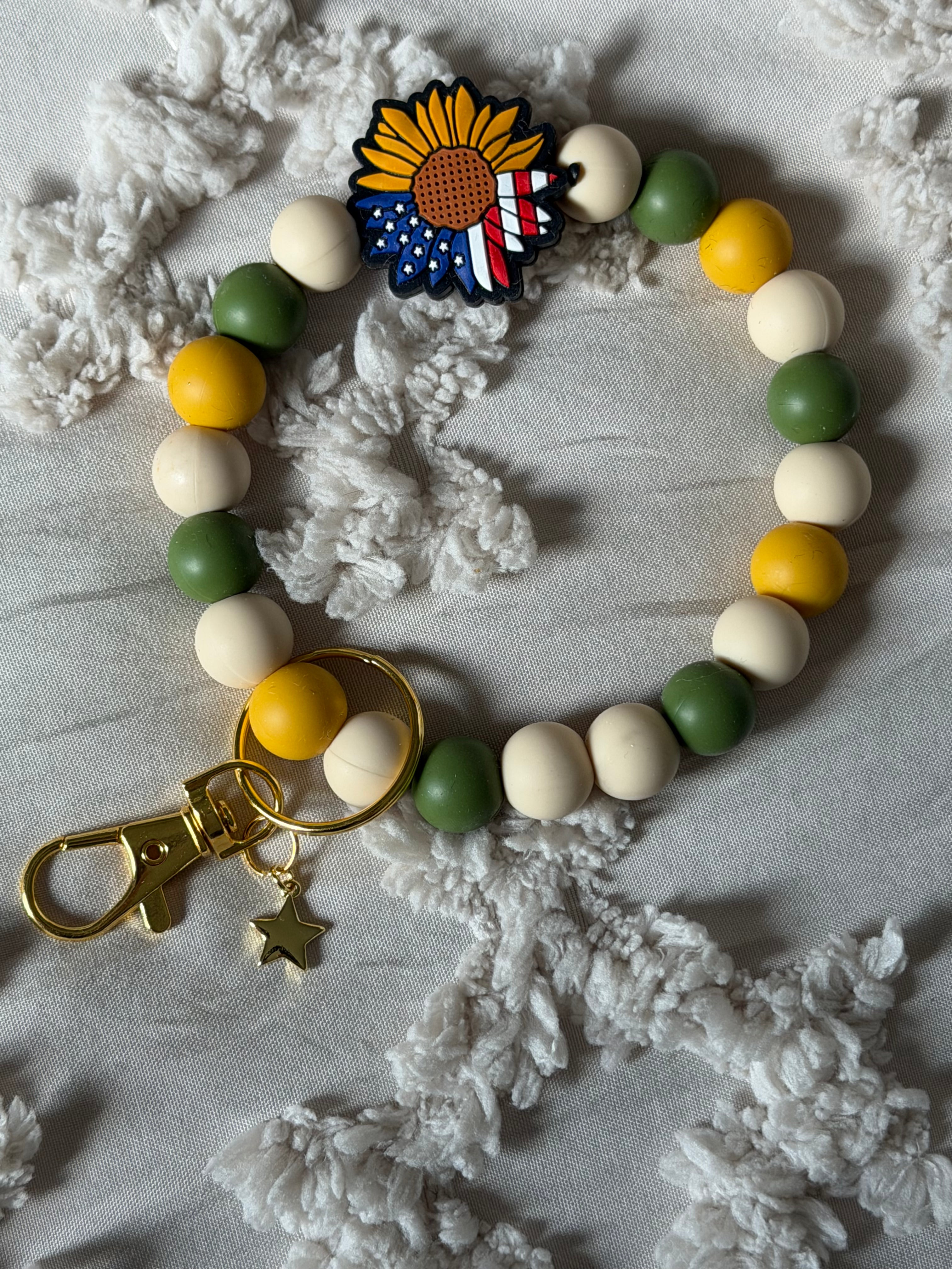 Patriotic Sunflower Wristlet Keychain-Meadow