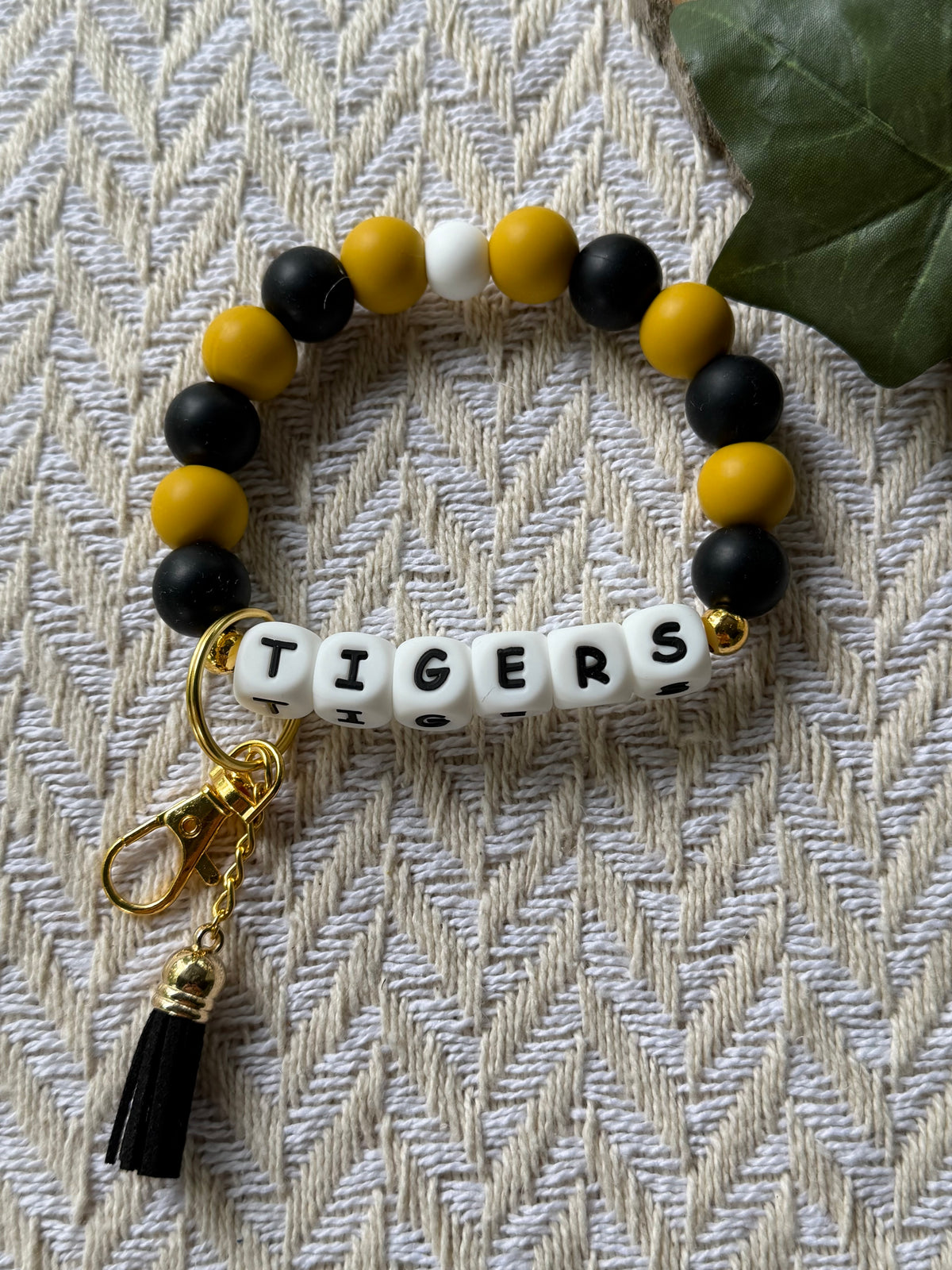Black & Gold Tigers Wristlet Keychain