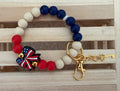 Patriotic Bow Wristlet Keychain