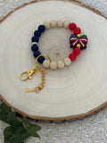 Patriotic Bow Wristlet Keychain