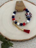 Patriotic Highland Cow Wristlet Keychain