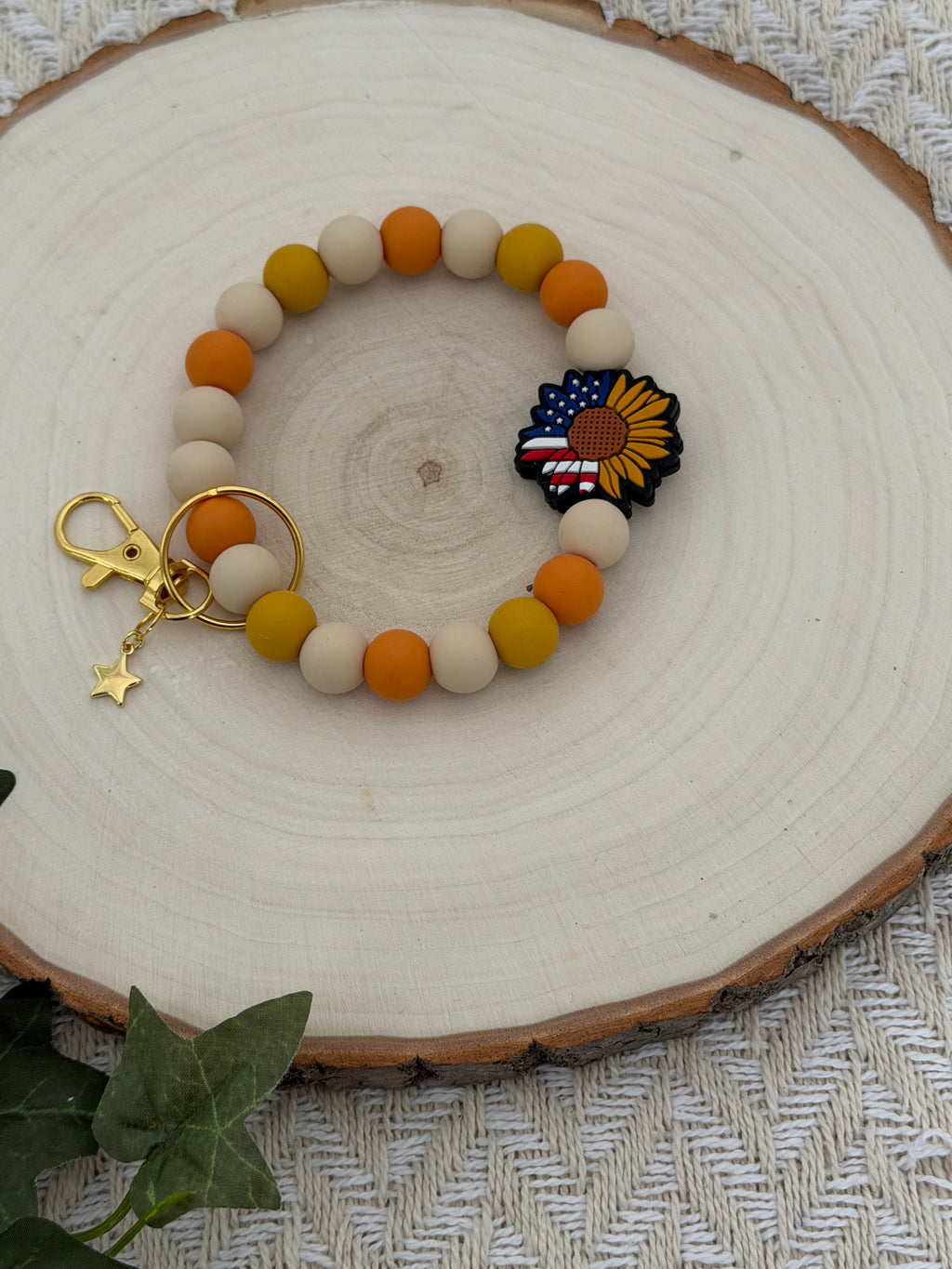 Patriotic Sunflower Wristlet Keychain-Harvest