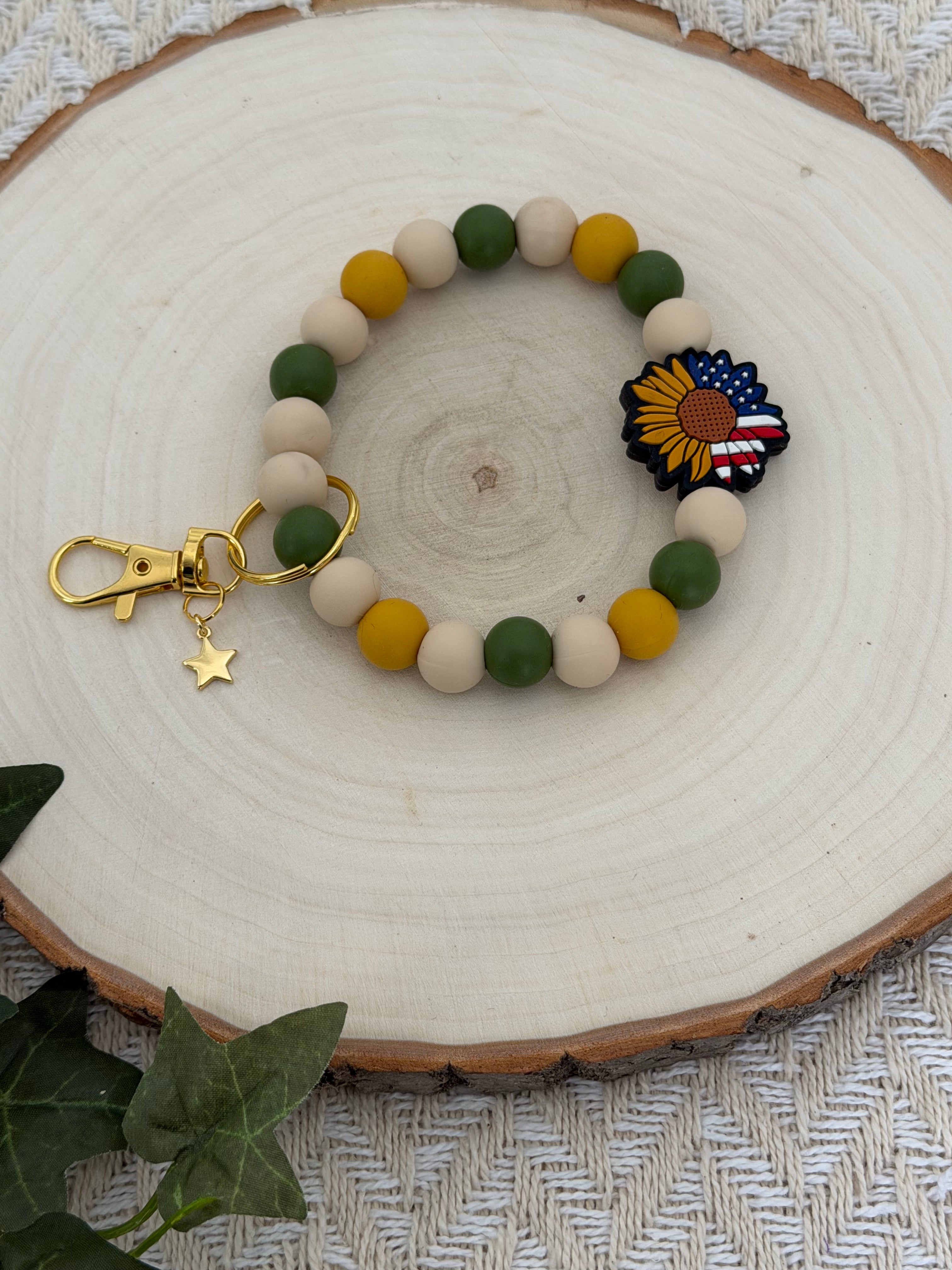 Patriotic Sunflower Wristlet Keychain-Meadow