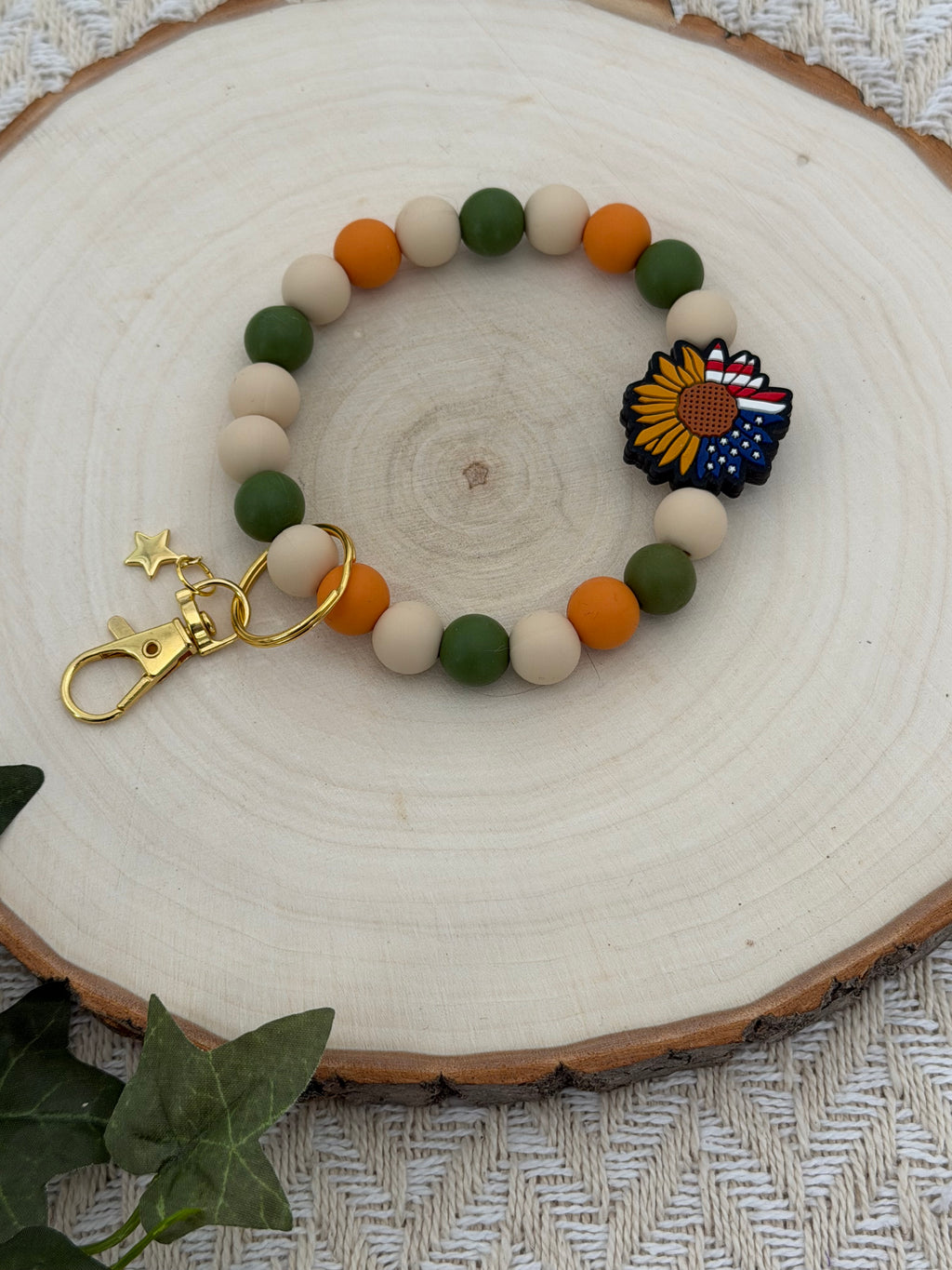 Patriotic Sunflower Wristlet Keychain-Prairie