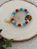 Patriotic Sunflower Wristlet Keychain-Sky